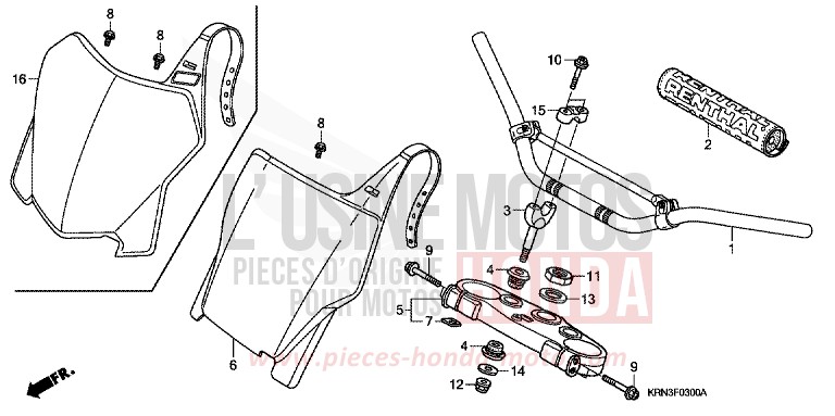 TUYAU DE GUIDON/PONT SUPERIEUR de CRF250R EXTREME RED (R292) de 2009