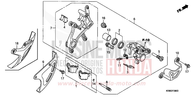 ETRIER DE FREIN ARRIERE de CRF250R EXTREME RED (R292) de 2009
