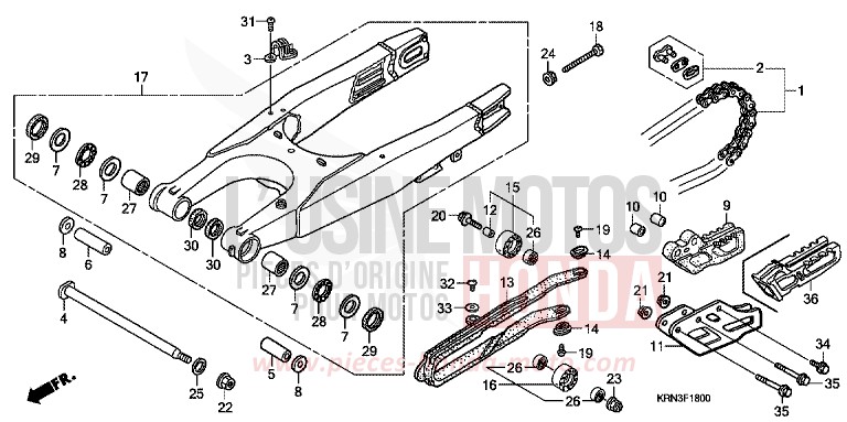 BRAS OSCILLANT de CRF250R EXTREME RED (R292) de 2009