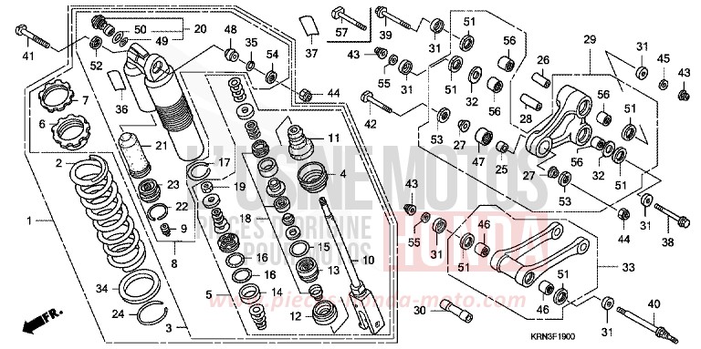 COUSSIN ARRIERE de CRF250R EXTREME RED (R292) de 2009