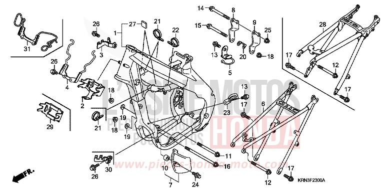 CARROSSERIE DE CHASSIS de CRF250R EXTREME RED (R292) de 2009