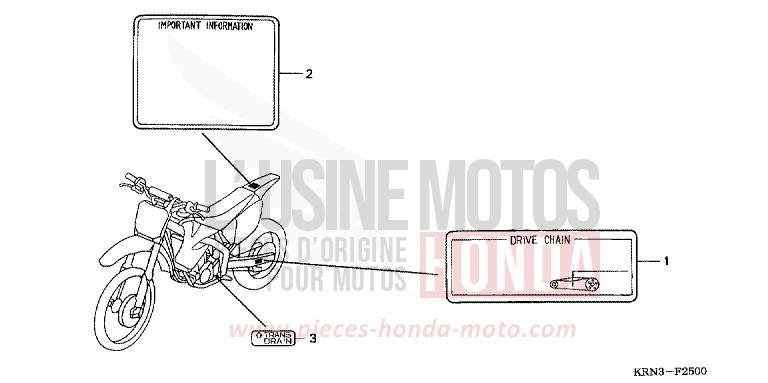 ETIQUETTE DE PRECAUTIONS de CRF250R EXTREME RED (R292) de 2009
