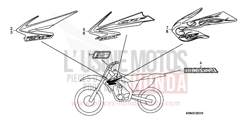 MARQUE (CRF250R8/9) de CRF250R EXTREME RED (R292) de 2009