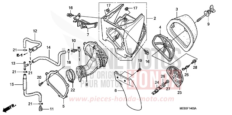 FILTRE A AIR (CRF450R2) de CRF450R EXPLOSION RED (R254) 2002