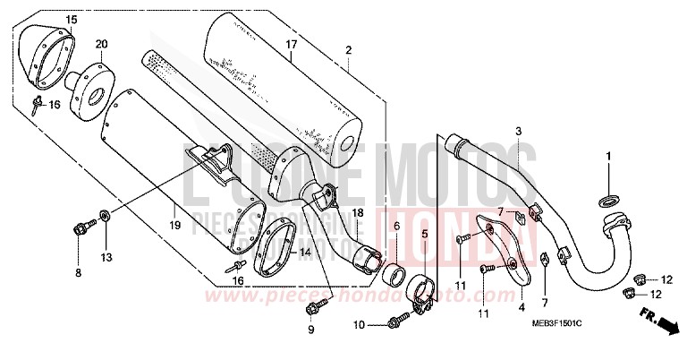 SILENCIEUX D'ECHAPPEMENT (CRF450R2-ED/U) de CRF450R EXPLOSION RED (R254) 2002