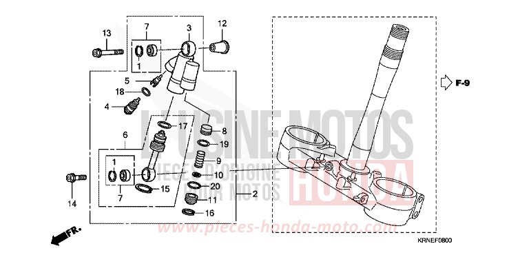 AMORTIS. DIRECTION de CRF250R EXTREME RED (R292) de 2010