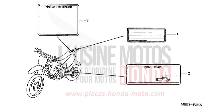 ETIQUETTE DE PRECAUTIONS de CRF450R EXPLOSION RED (R254) 2002