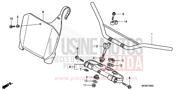 TUYAU DE GUIDON/PONT SUPERIEUR (CRF450R2,3) de CRF450R EXPLOSION RED (R254) 2003