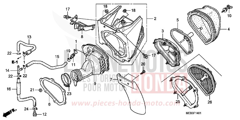 FILTRE A AIR (CRF450R3,4) de CRF450R EXPLOSION RED (R254) 2003