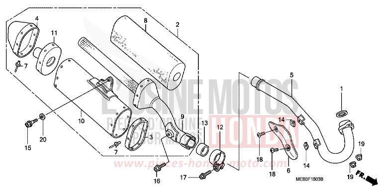 SILENCIEUX D'ECHAPPEMENT (CRF450R3-ED/U) de CRF450R EXPLOSION RED (R254) 2003