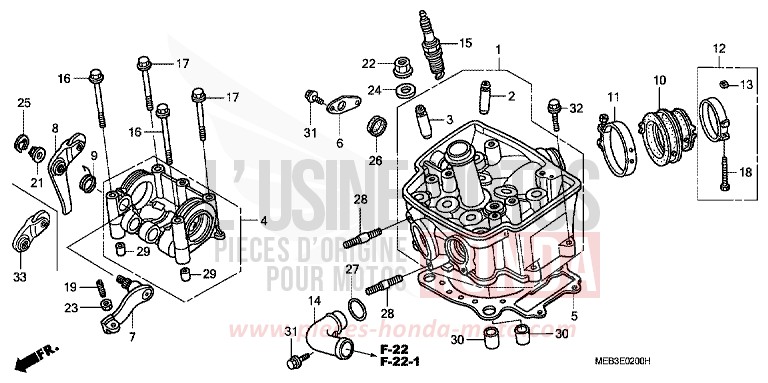 CULASSE de CRF450R EXTREME RED (R292) 2004