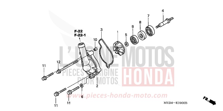 POMPE A EAU de CRF450R EXTREME RED (R292) de 2004