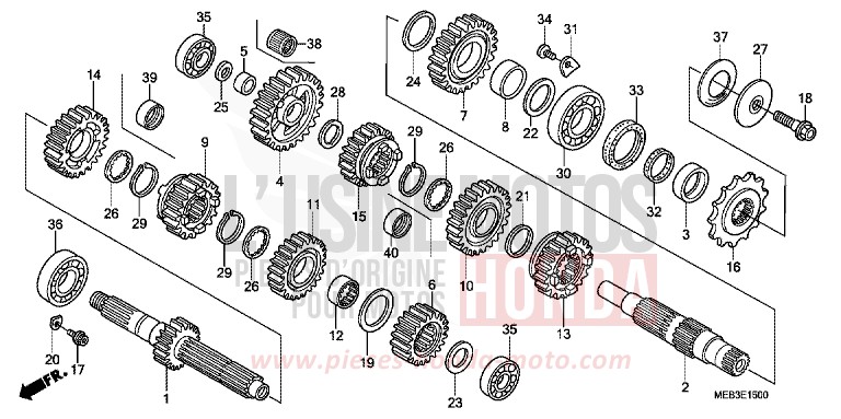 BOITE DE VITESSES de CRF450R EXTREME RED (R292) de 2004
