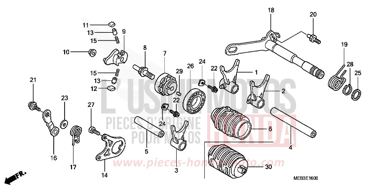 TAMBOUR DE SEL.DE VITESSE de CRF450R EXTREME RED (R292) 2004