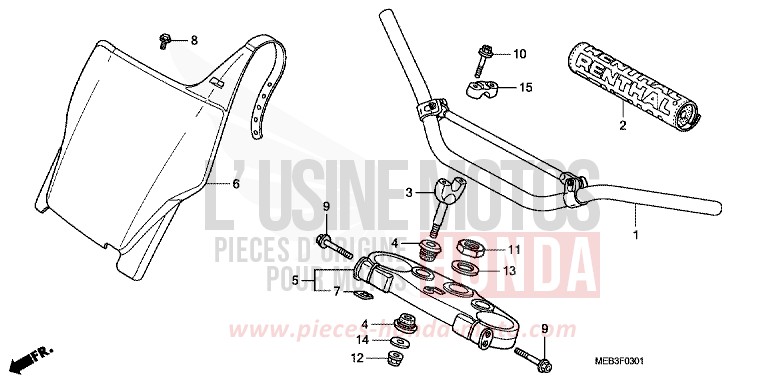 TUYAU DE GUIDON/PONT SUPERIEUR (CRF450R4,5,6,7) de CRF450R EXTREME RED (R292) 2004