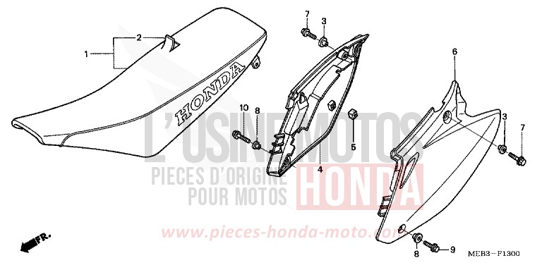 SIEGE/COUVERCLE LATERAL (CRF450R2,3,4) de CRF450R EXTREME RED (R292) 2004