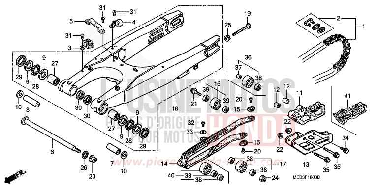 BRAS OSCILLANT de CRF450R EXTREME RED (R292) 2004