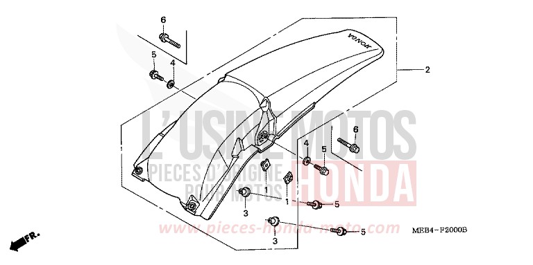 GARDE-BOUE ARRIERE de CRF450R EXTREME RED (R292) 2004