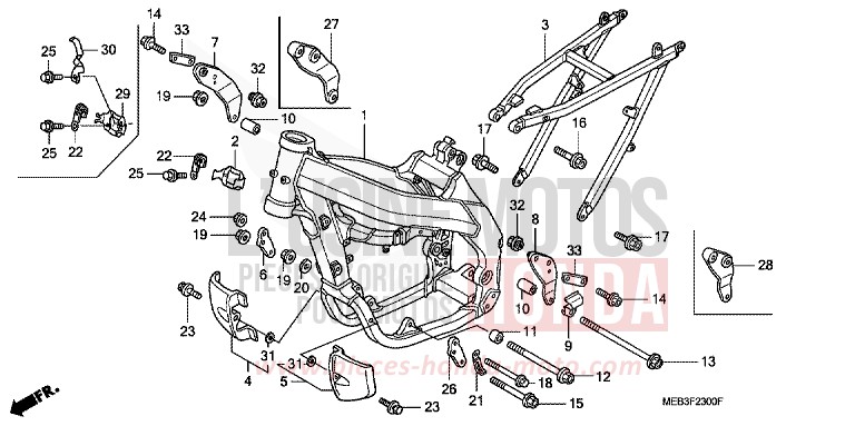 CARROSSERIE DE CHASSIS (CRF450R2,3,4) de CRF450R EXTREME RED (R292) 2004