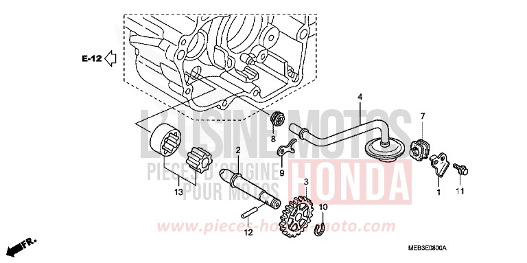POMPE A HUILE de CRF450R EXTREME RED (R292) 2005