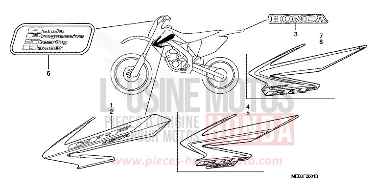 MARQUE (CRF450R6,7,8) de CRF450R EXTREME RED (R292) 2006