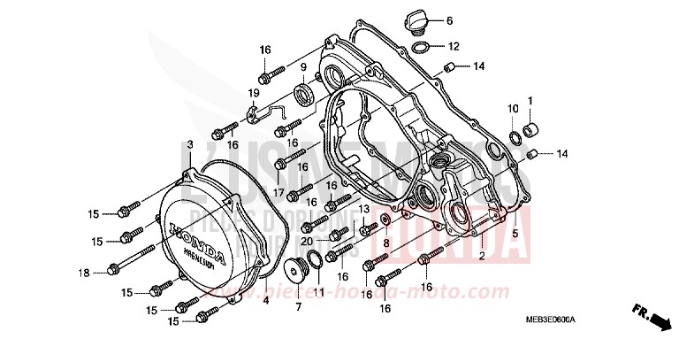 COUVERCLE D. DE CARTER MOTEUR de CRF450R EXTREME RED (R292) 2007