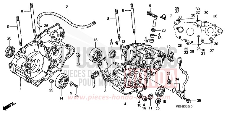 CARTER MOTEUR de CRF450R EXTREME RED (R292) 2007