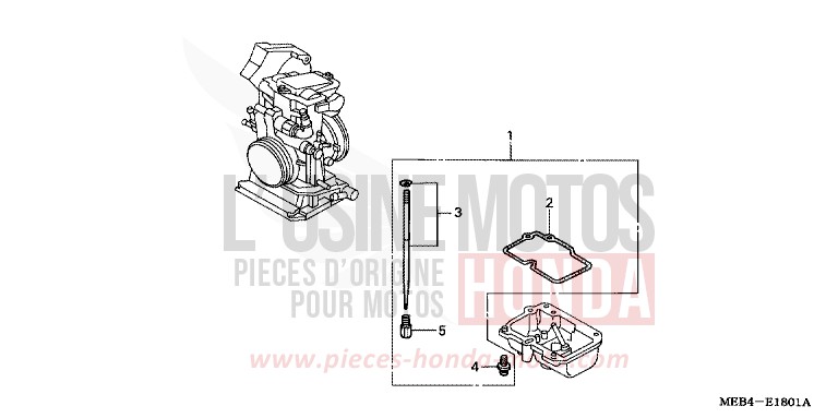 CARBURATEUR EN OPTION NECESSAIRE DE PIECES de CRF450R EXTREME RED (R292) de 2007