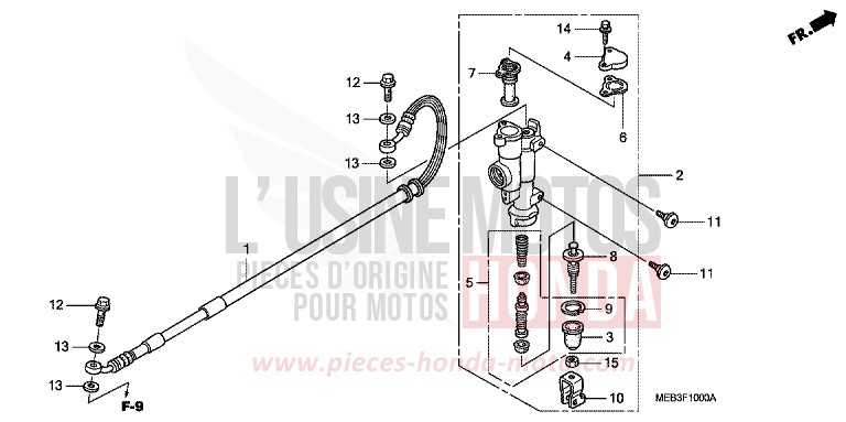 MAITRE-CYLINDRE FREIN AR. de CRF450R EXTREME RED (R292) 2007