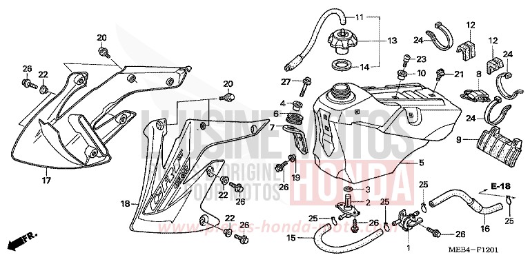 RESERVOIR A CARBURANT (CRF450R5,6,7,8) de CRF450R EXTREME RED (R292) 2007