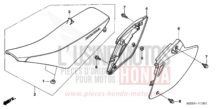 SIEGE/COUVERCLE LATERAL (CRF450R5,6,7,8) de CRF450R EXTREME RED (R292) de 2007