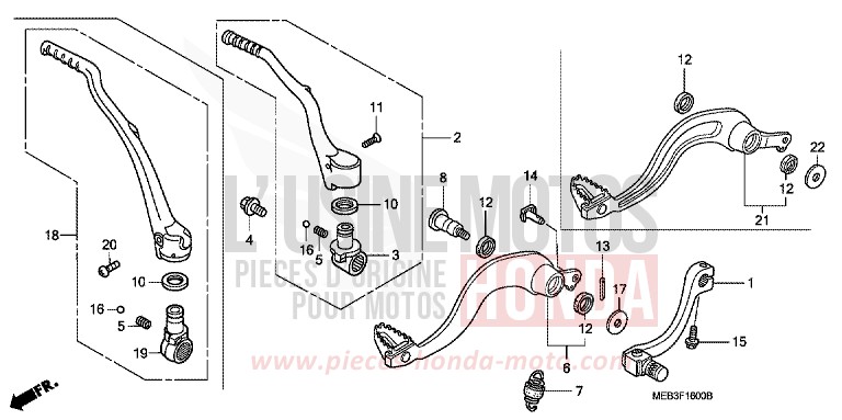 PEDALE/BIE. DE DEMARREUR DE KICK de CRF450R EXTREME RED (R292) 2007