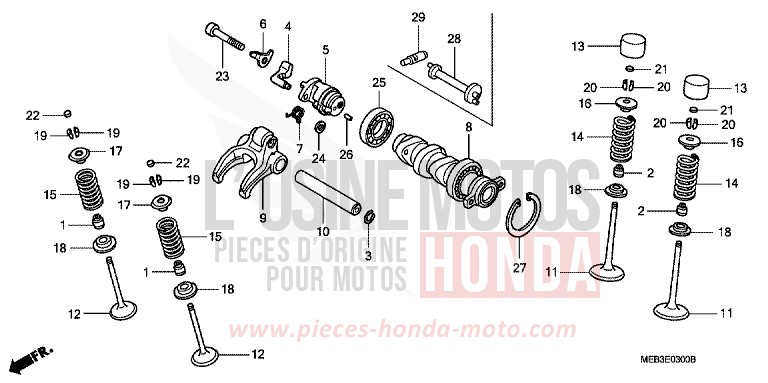 ARBRE A CAMES/SOUPAPE de CRF450R EXTREME RED (R292) 2008