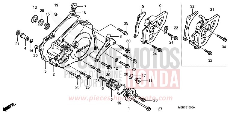 COUVERCLE CARTER MOTEUR GAUCHE de CRF450R EXTREME RED (R292) 2008