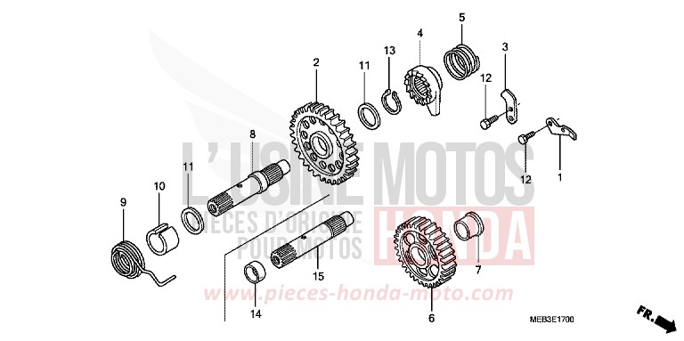 AXE DE KICKSTARTER de CRF450R EXTREME RED (R292) de 2008