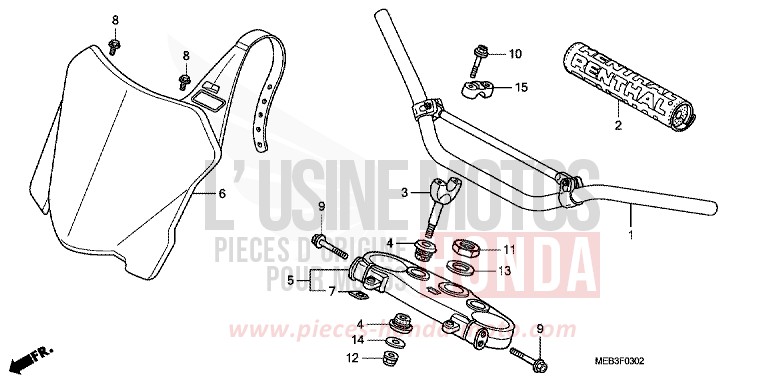 TUYAU DE GUIDON/PONT SUPERIEUR (CRF450R8) de CRF450R EXTREME RED (R292) 2008
