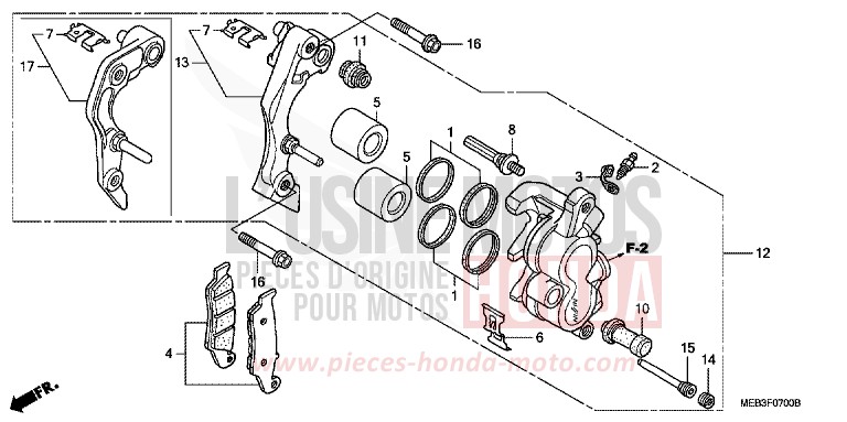 ETRIER DE FREIN AVANT de CRF450R EXTREME RED (R292) 2008