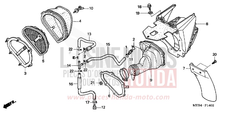 FILTRE A AIR (CRF450R5,6,7,8) de CRF450R EXTREME RED (R292) 2008