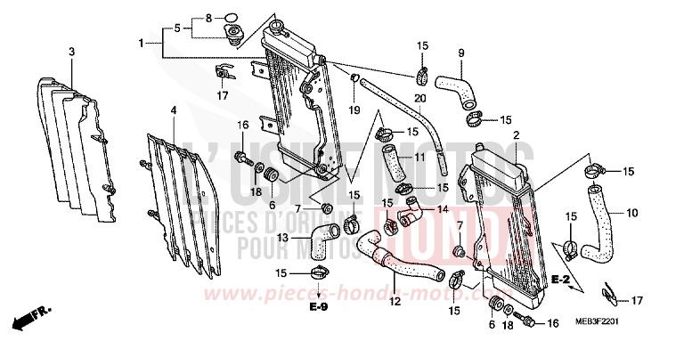 RADIATEUR (CRF450R5,6,7,8) de CRF450R EXTREME RED (R292) 2008