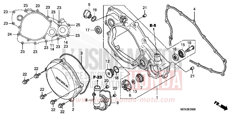 COUVERCLE D. DE CARTER MOTEUR/WATERPUMP de CRF450R EXTREME RED (R292) 2009