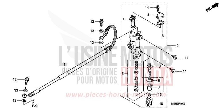 MAITRE-CYLINDRE FREIN AR. de CRF450R EXTREME RED (R292) 2009