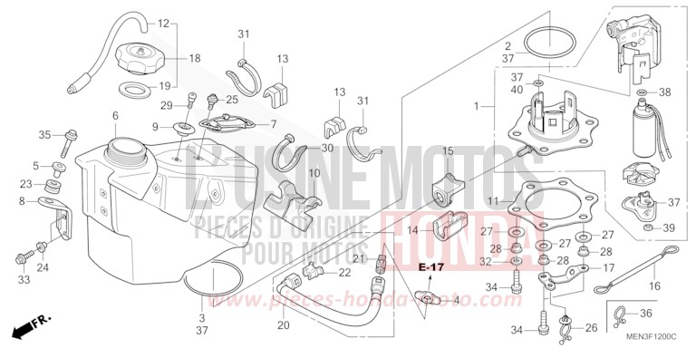 RESERVOIR A CARBURANT (CRF450R9/A) de CRF450R EXTREME RED (R292) 2009