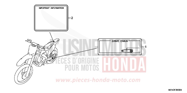 ETIQUETTE DE PRECAUTIONS (CRF450R9/C-U) de CRF450R EXTREME RED (R292) 2009