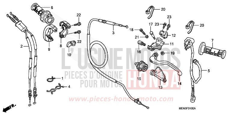 LEVIER DE GUIDON/COMMUTATEUR/CABLE de CRF450R EXTREME RED (R292) 2010