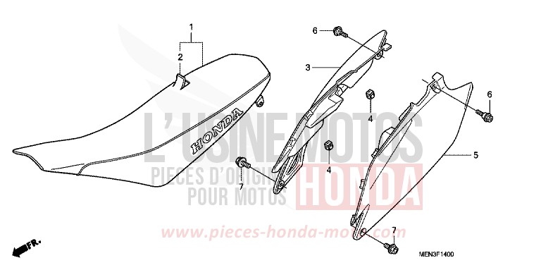 SIEGE/COUVERCLE LATERAL de CRF450R EXTREME RED (R292) 2010