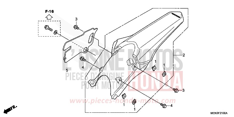 GARDE-BOUE ARRIERE de CRF450R EXTREME RED (R292) 2010