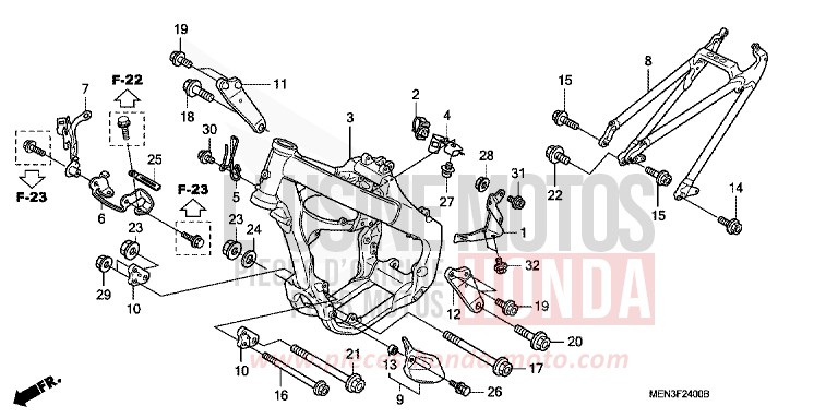 CARROSSERIE DE CHASSIS de CRF450R EXTREME RED (R292) 2010