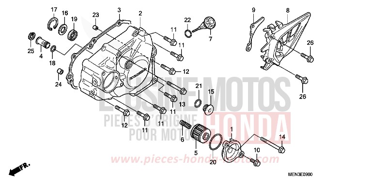 COUVERCLE CARTER MOTEUR GAUCHE de CRF450R EXTREME RED (R292) 2011