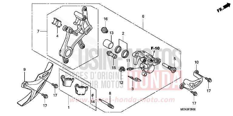 ETRIER DE FREIN ARRIERE de CRF450R EXTREME RED (R292) 2011
