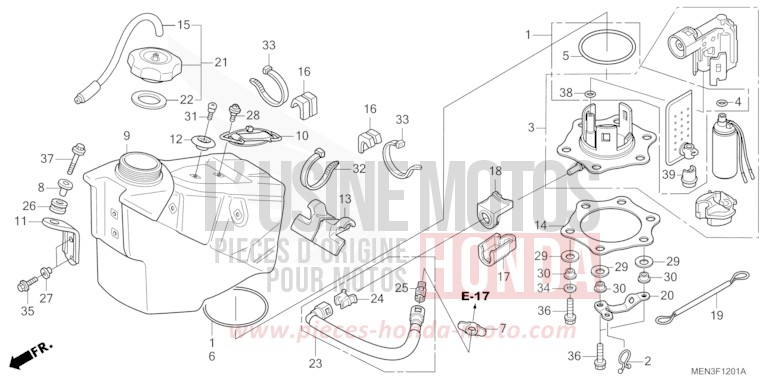 RESERVOIR A CARBURANT (CRF450RB/C) de CRF450R EXTREME RED (R292) 2011